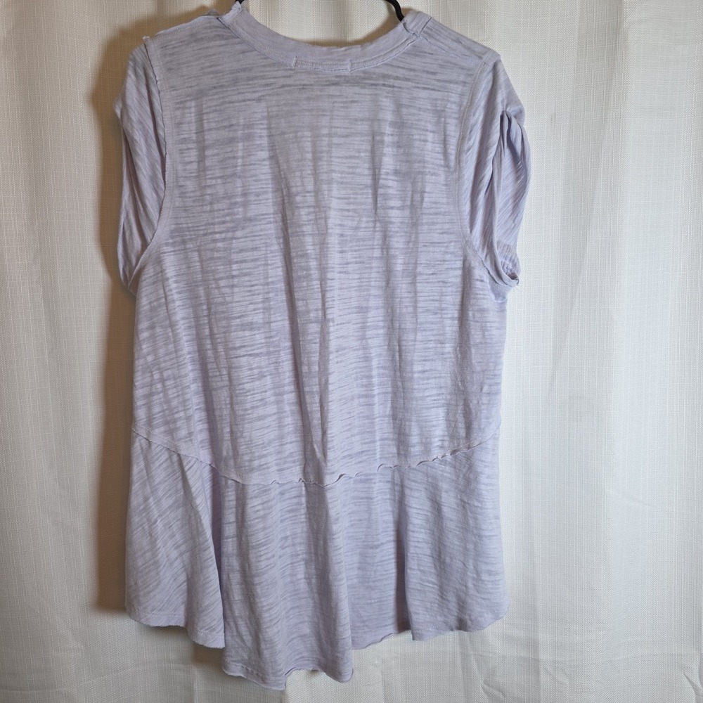 We the Free Shirt Medium Purple Oversized Raw Edge Hi Low Hem Peplum Popover - Picture 4 of 6
